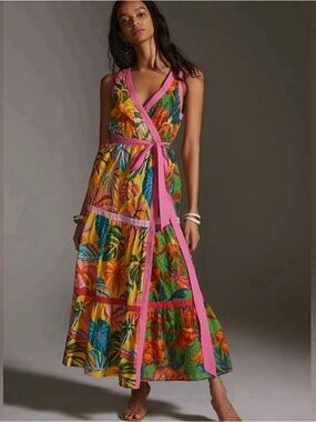 NWOT Farm Rio palm Maxi wrap dress